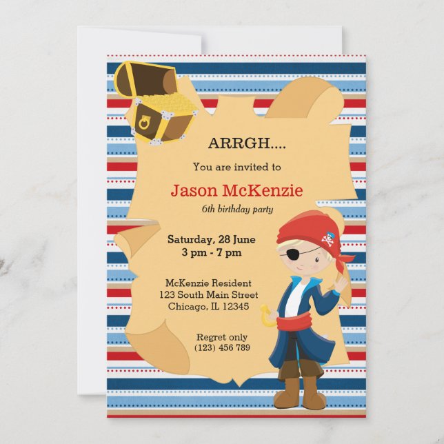 Invitation Pirate boy party (Devant)