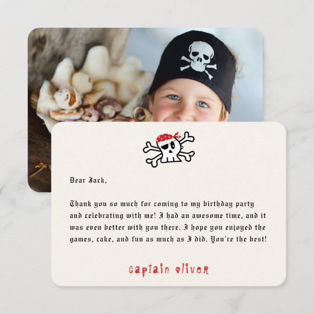 Invitation Pirate Capitaine Anniversaire de enfant de crâne C (Devant / Derrière)