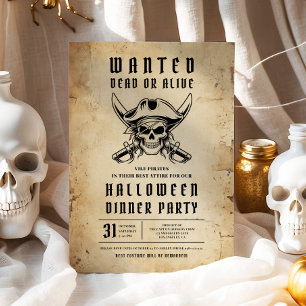 Invitation Pirate Crâne Soirée Halloween Dîner 