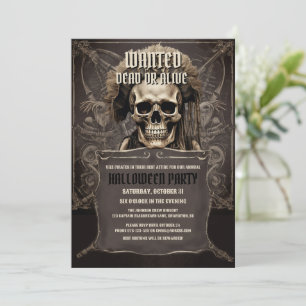 Invitation Pirate Crâne visage Black Halloween Party