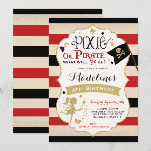 Invitation Pirate de fée d'invitation d'anniversaire de lutin