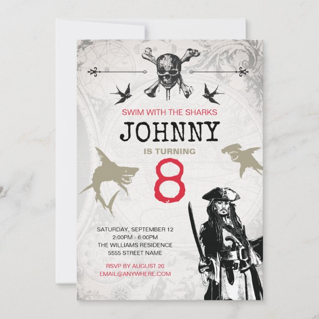 Invitation Pirate des Caraïbes| Anniversaire (Devant)