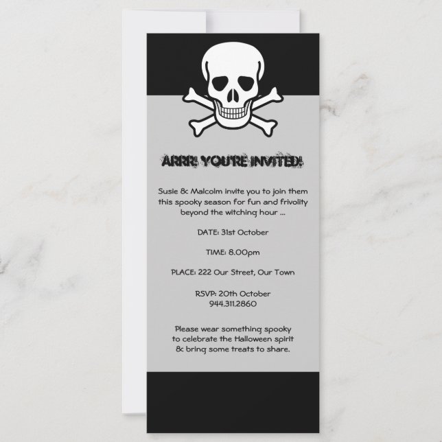 Invitation Pirate d'Halloween (Devant)