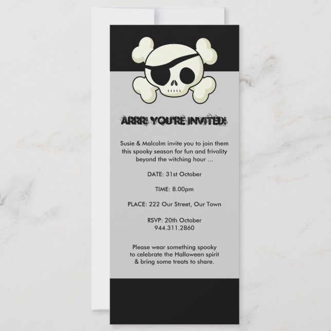 Invitation Pirate d'Halloween (Devant)