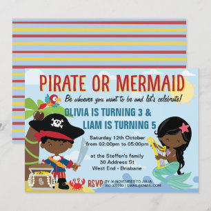 Invitation Pirate et sirène afro-américains