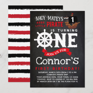 Invitation Pirate First Birthday Chalkboard