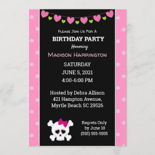 Invitation Pirate Pirate Princess rose Anniversaire