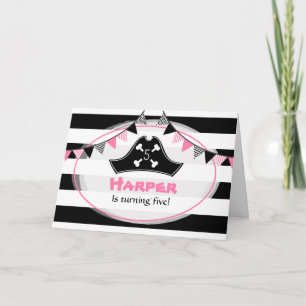 Invitation Pirate rose fête d'anniversaire