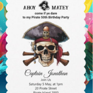 Invitation Pirate Skull Party