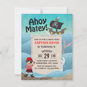 Invitation Pirate Thème Capitaine Boy Anniversaire
