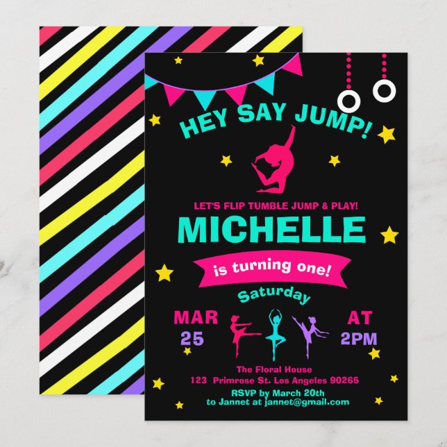 Invitation Pirouette Cute Ballerina Gymnastique Filles Annive (Devant / Derrière)