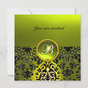 Invitation PIRRE DAMASSÉE MONOGRAMME topaze jaune
