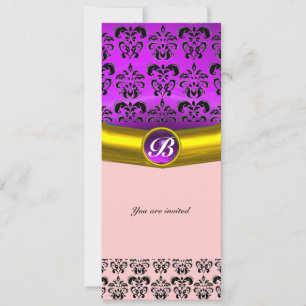 Invitation PIRRE DE DAMAS MONOGRAMME pierre précieuse violet