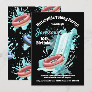 Invitation Piscine à toboggan fête d'anniversaire
