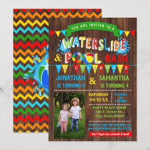 Invitation Piscine à toboggans Anniversaire photo de la fête 
