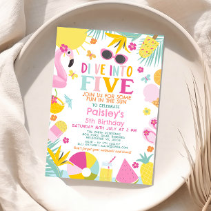 Invitation Piscine Colorée Plongée Dans Cinq Ans