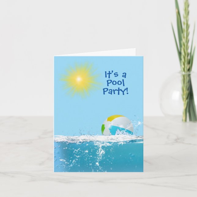 Invitation Piscine d'anniversaire avec Beach Ball (Devant)