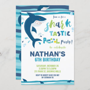 Invitation Piscine de requin en plastique fête d'anniversaire