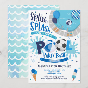 Invitation Piscine de soccer Piscine d'éclaboussures Annivers