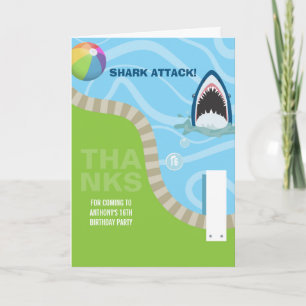 Invitation Piscine d'été à thème requin Fête d'anniversaire