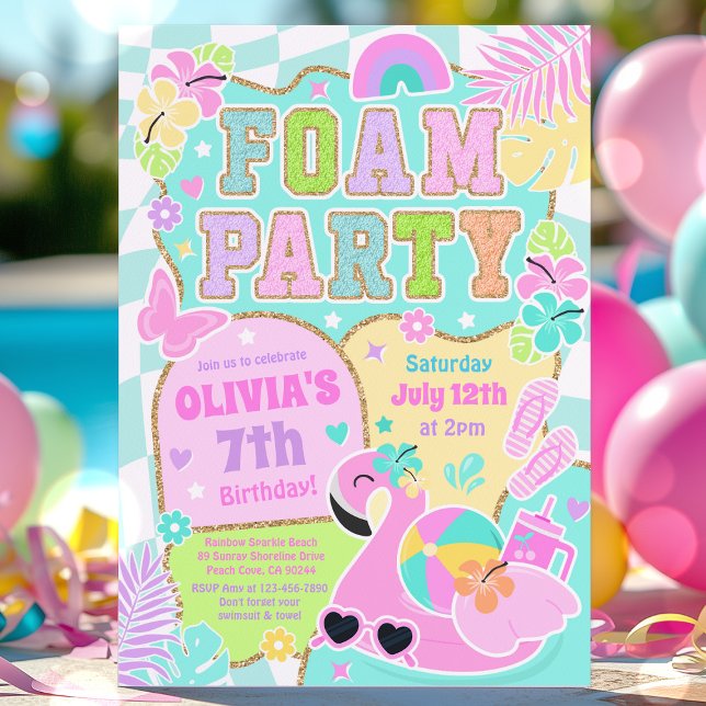 Invitation Piscine en mousse de Preppy Anniversaire (Créateur téléchargé)