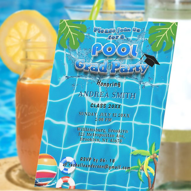 Invitation Piscine Été Amusement Moderne Fête de Remise de Di (Créateur téléchargé)