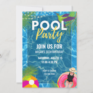 Invitation Piscine fête d'été Anniversaire adulte Teenage Par