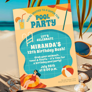 Invitation Piscine fête été Anniversaire