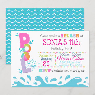 Invitation Piscine Rose Summer Anniversaire