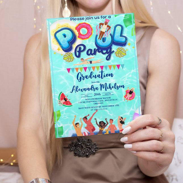 Invitation Piscine Rustique Été Diplôme de la Piscine (Créateur téléchargé)