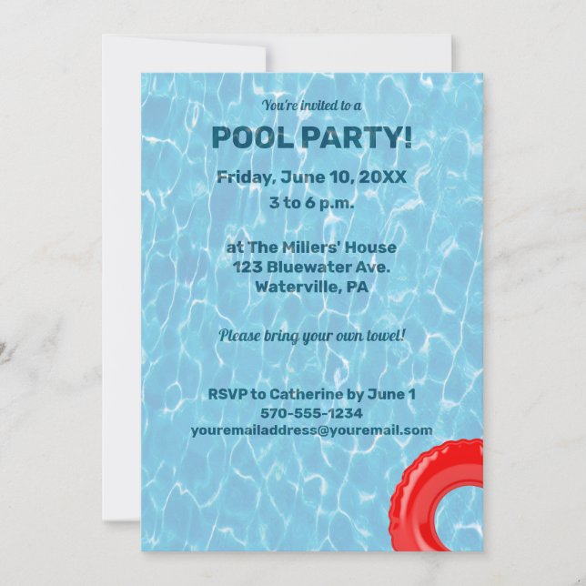 Invitation Piscine sous l'eau (Devant)