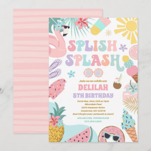 Invitation Piscine tropicale Piscine d'été fête d'anniversair