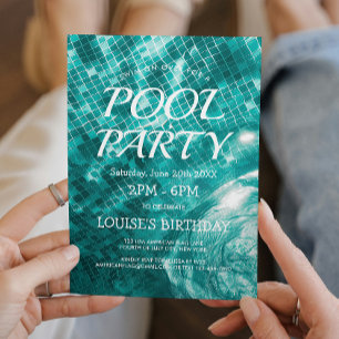 Invitation Piscine verte foncée Eau I Pool Party