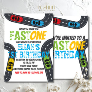 Invitation Piste de course de voiture de fête d'anniversaire 
