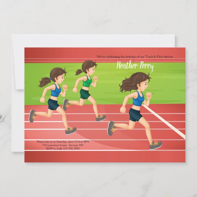 Invitation Piste et terrain pour filles (Devant)
