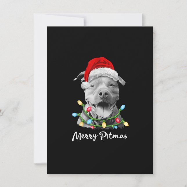 Invitation Pit Bull Père Noël Christmas Tree Lights Xmas Joye (Devant)