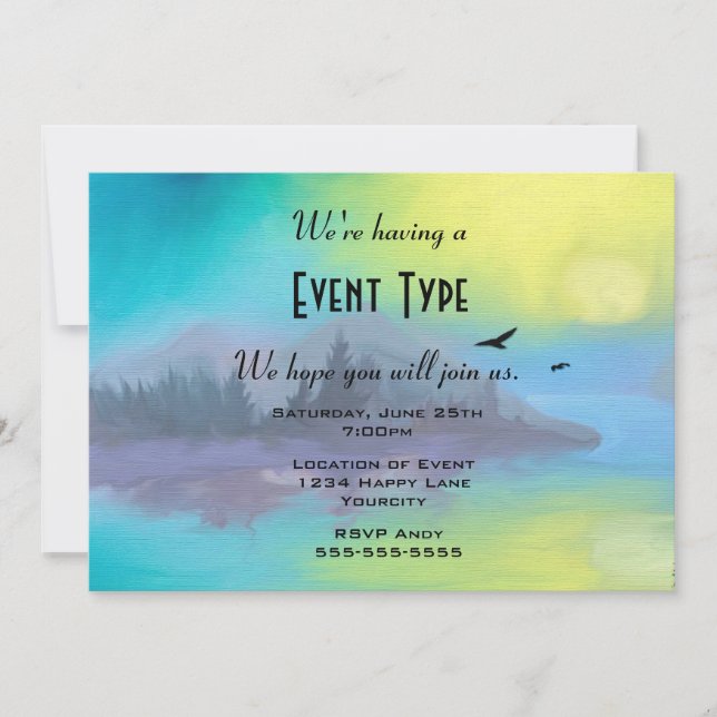 Invitation Pittoresque Mountain Lake Landcape Party (Devant)