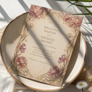 Invitation Pivoine Botanique Vintage