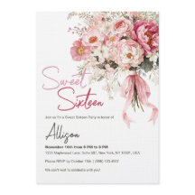 Pivoine Florale Rose Pâle Élégante Sweet Sixteen