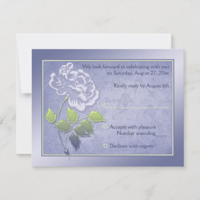 Invitation Pivoine Lavande Fumée avec Carte-Réponse Verte (Devant)