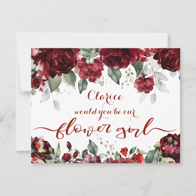 Invitation Pivoine rouge Épiphanie Mariage Fille d'honneur Fl (Devant)