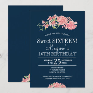 Invitation Pivoines rose pastel marine chic floral sweet sixt