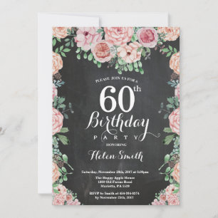 Invitation Pivoines roses florales 60e anniversaire tableau n