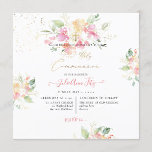 Invitation Pix-Dezines Aquarelle Sweetpeas Communion