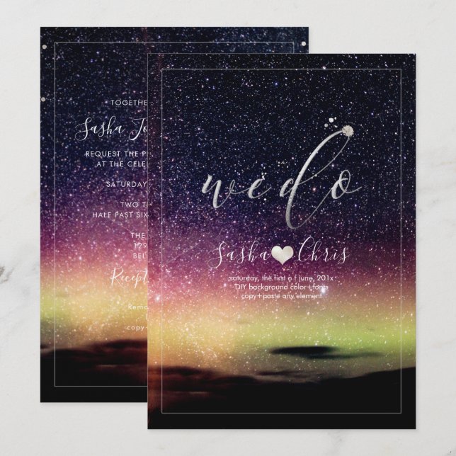 Invitation Pix-Dezines Aurora Night Sky (Devant / Derrière)