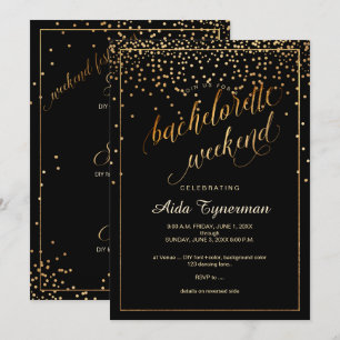 Invitation Pix-Dezines Bachelorette Weekend Faux Gold Confett