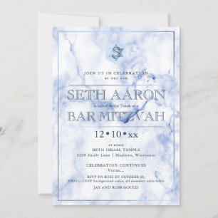 Invitation Pix Dezines Blue Marble Honeypeb BarMitzvah ✡