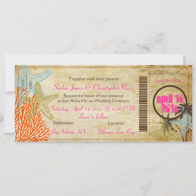 Invitation Pix-Dezines Boarding Pass to Paradise (Devant)