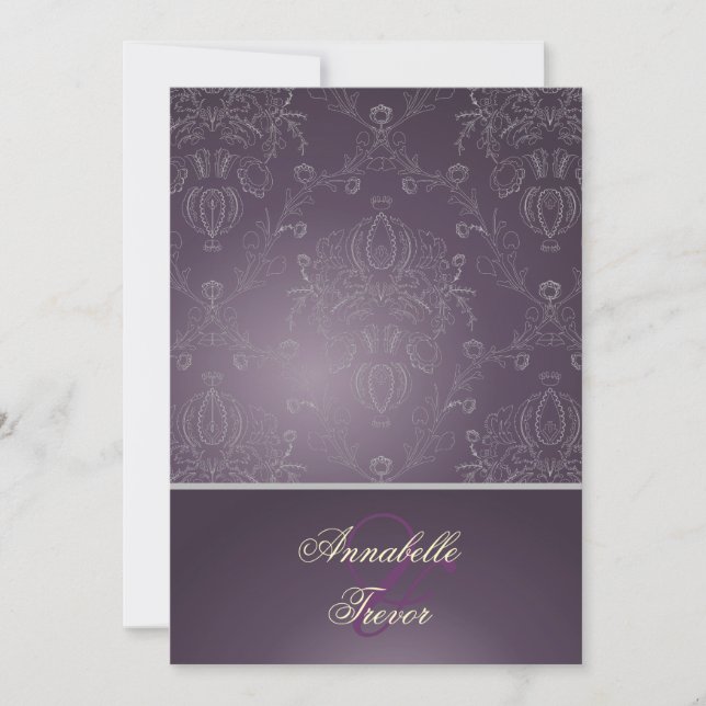 Invitation Pix-Dezines Dolcè Damask / Plum+Silvery Grey (Devant)