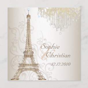 Invitation Pix-Dezines Faux Bronze Tour Eiffel / Chandelier